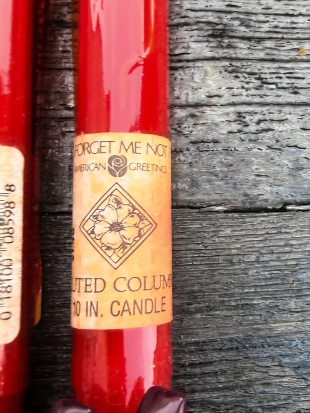 2 Vintage Red Forget Me Not American Greetings Fluted Column 10” Candlesticks